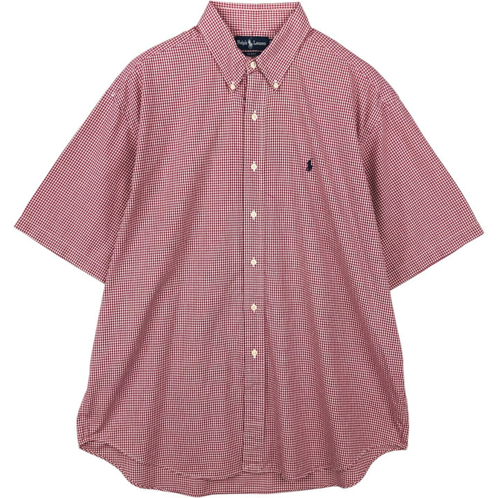 Ralph Lauren BLAKE Gingham Check Short Sleeve Button Down Check Shirt Men's XL cotton red type Vintage Second Hand