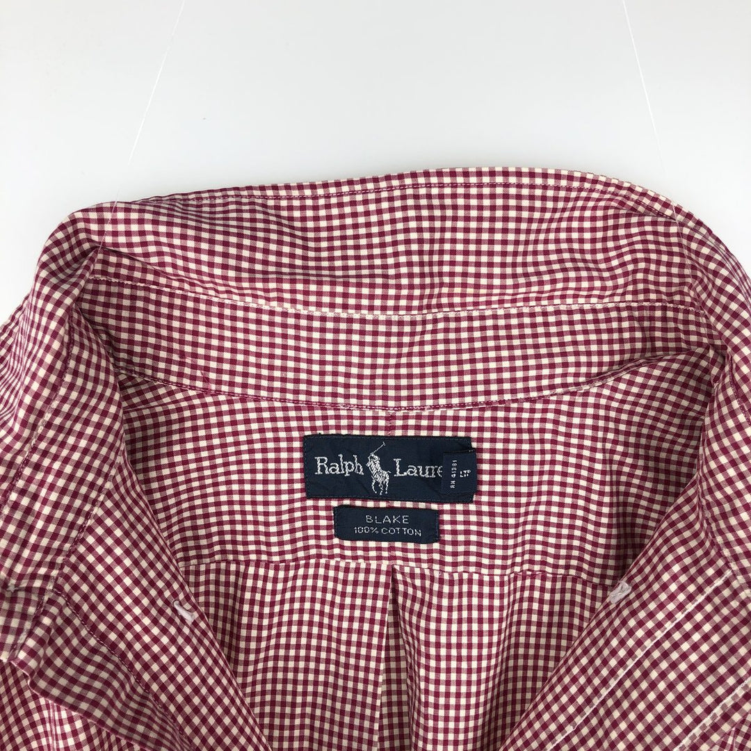 Ralph Lauren BLAKE Gingham Check Short Sleeve Button Down Check Shirt Men's XL cotton red type Vintage Second Hand