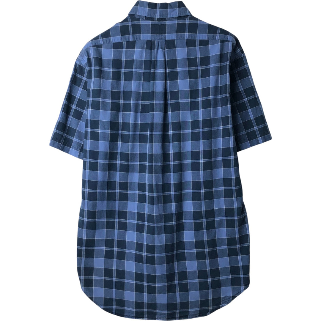2000'S Ralph Lauren BLAKE Short-Sleeve Button-Down Check Shirt, Men's Size S (approx.) cotton navy blue type Vintage Second Hand