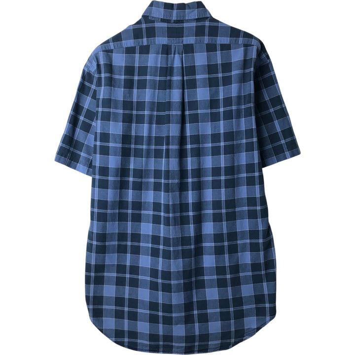 2000'S Ralph Lauren BLAKE Short-Sleeve Button-Down Check Shirt, Men's Size S (approx.) cotton navy blue type Vintage Second Hand