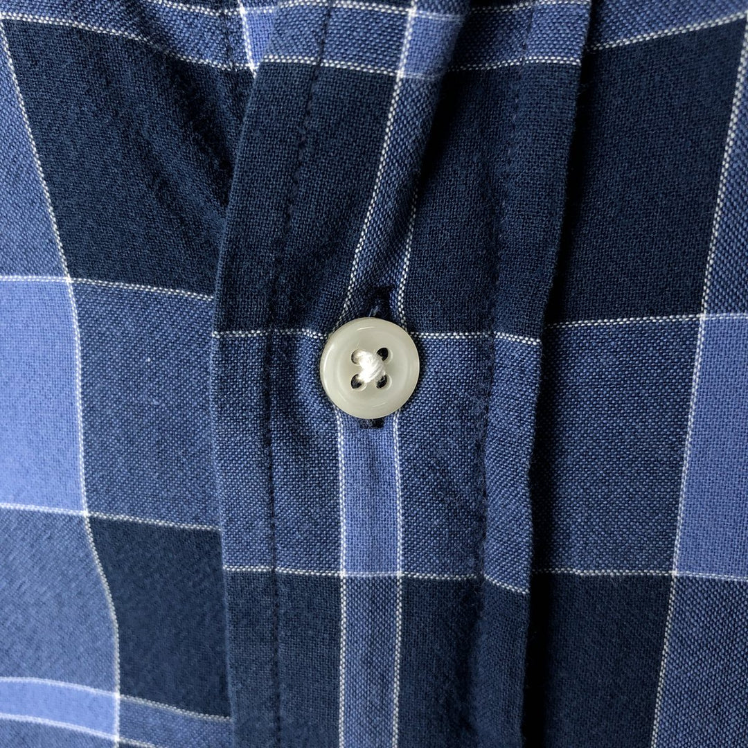 2000'S Ralph Lauren BLAKE Short-Sleeve Button-Down Check Shirt, Men's Size S (approx.) cotton navy blue type Vintage Second Hand