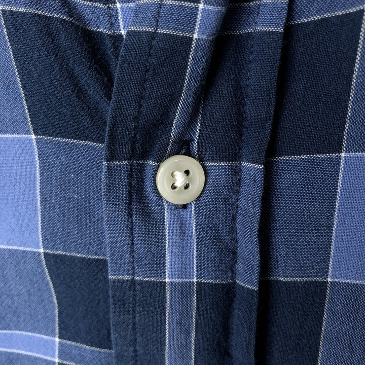 2000'S Ralph Lauren BLAKE Short-Sleeve Button-Down Check Shirt, Men's Size S (approx.) cotton navy blue type Vintage Second Hand