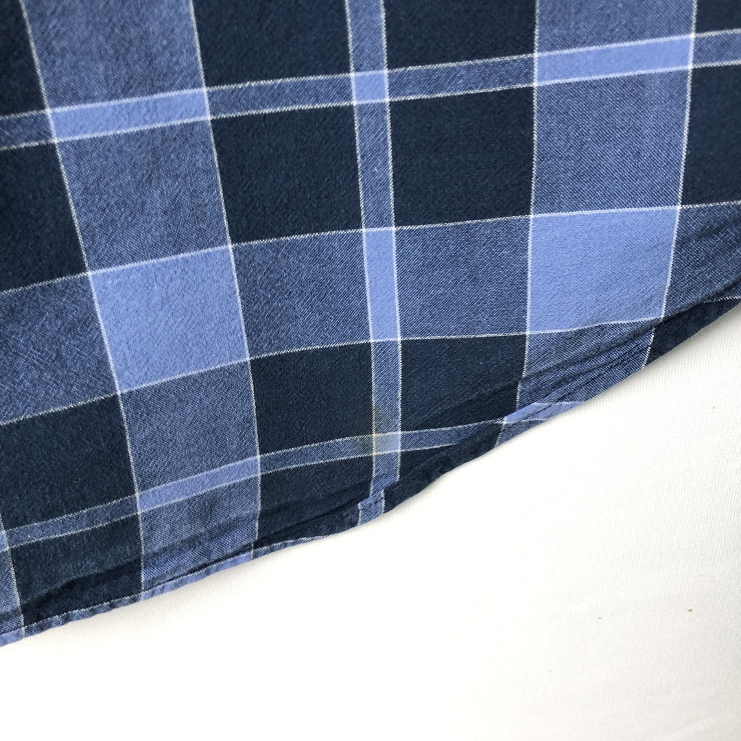 2000'S Ralph Lauren BLAKE Short-Sleeve Button-Down Check Shirt, Men's Size S (approx.) cotton navy blue type Vintage Second Hand