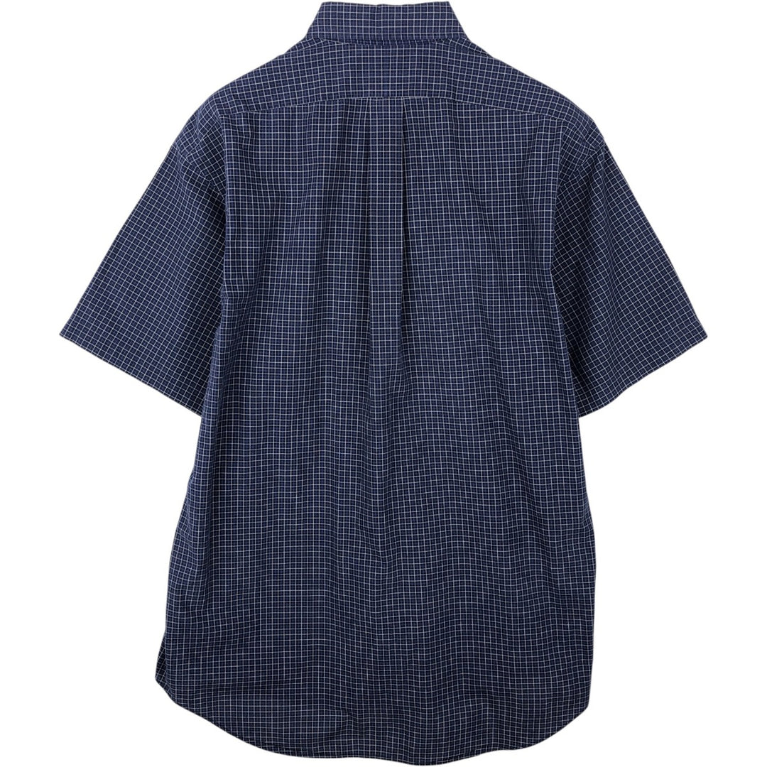 Ralph Lauren BLAKE short sleeve button down check shirt, men's size M cotton navy blue type Vintage Second Hand