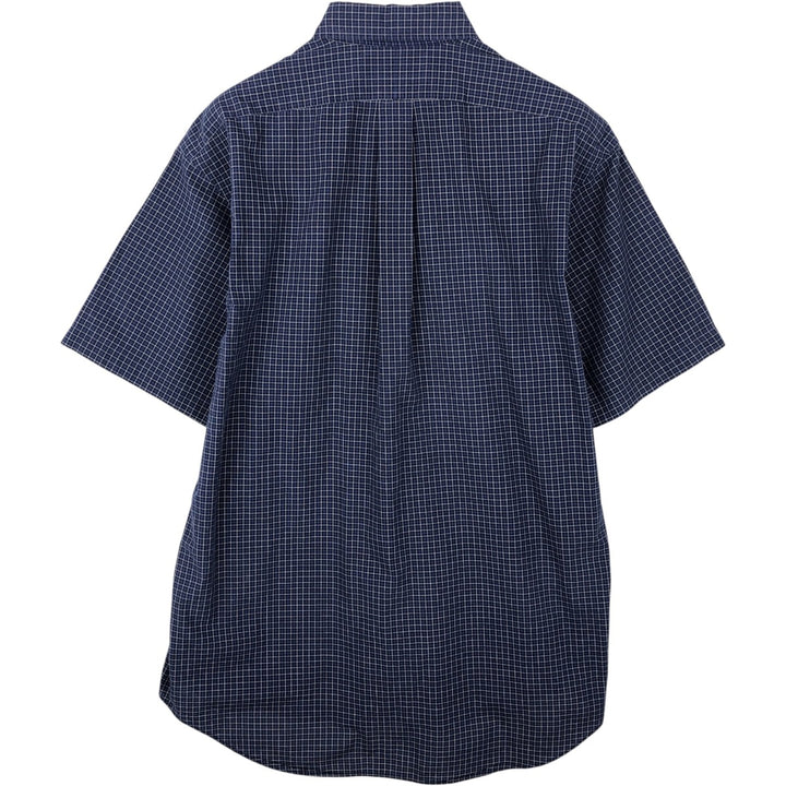 Ralph Lauren BLAKE short sleeve button down check shirt, men's size M cotton navy blue type Vintage Second Hand