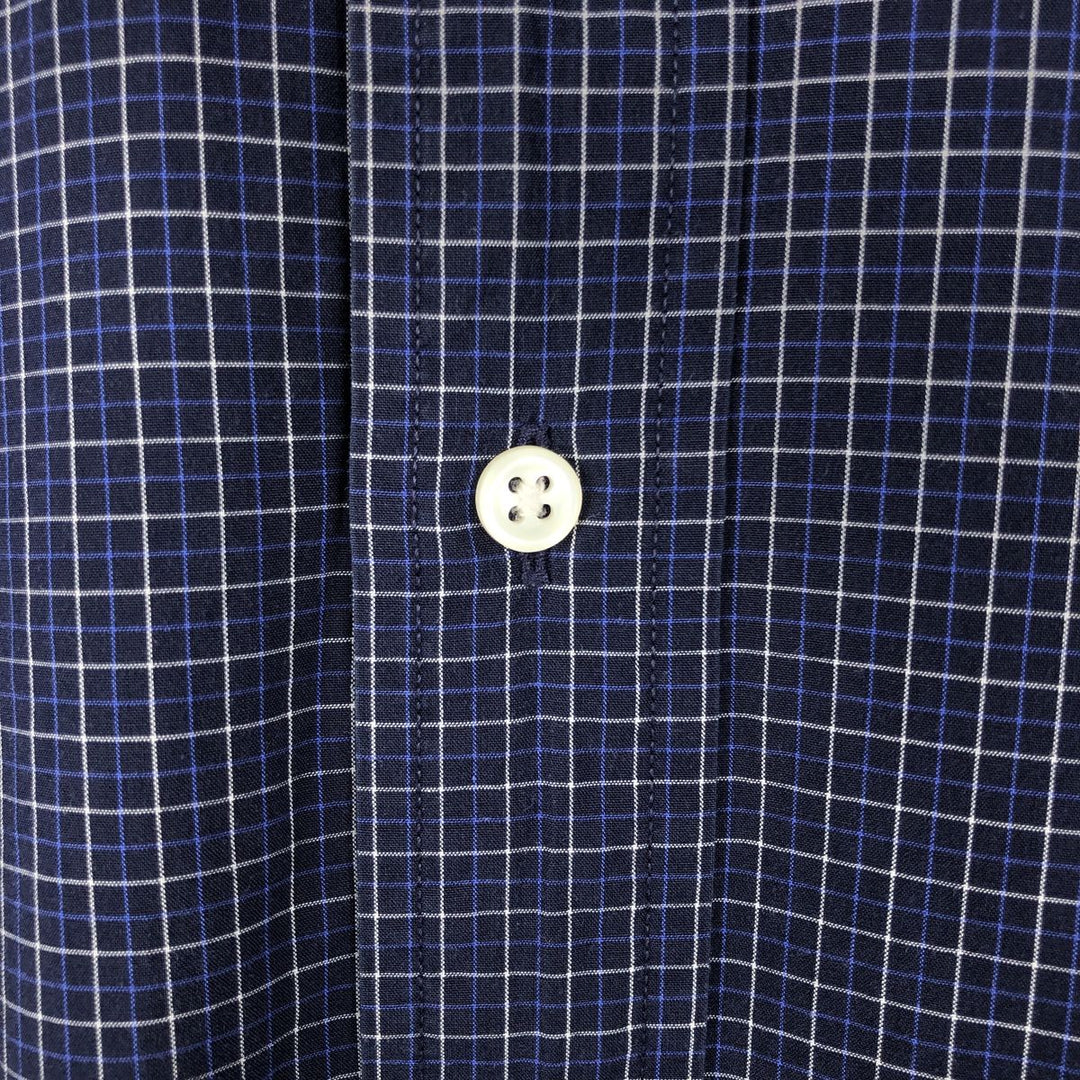 Ralph Lauren BLAKE short sleeve button down check shirt, men's size M cotton navy blue type Vintage Second Hand