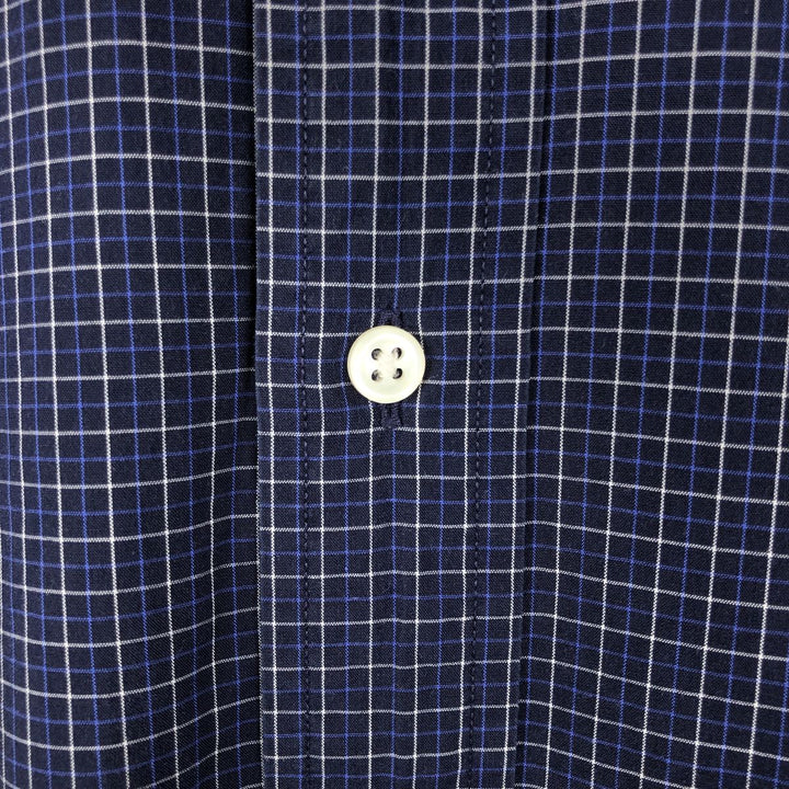 Ralph Lauren BLAKE short sleeve button down check shirt, men's size M cotton navy blue type Vintage Second Hand