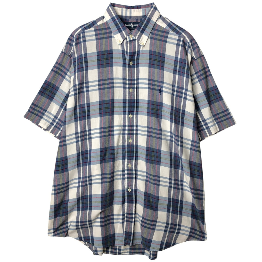 Ralph Lauren BLAKE short sleeve button down check shirt men's XL size cotton blue type Vintage Second Hand