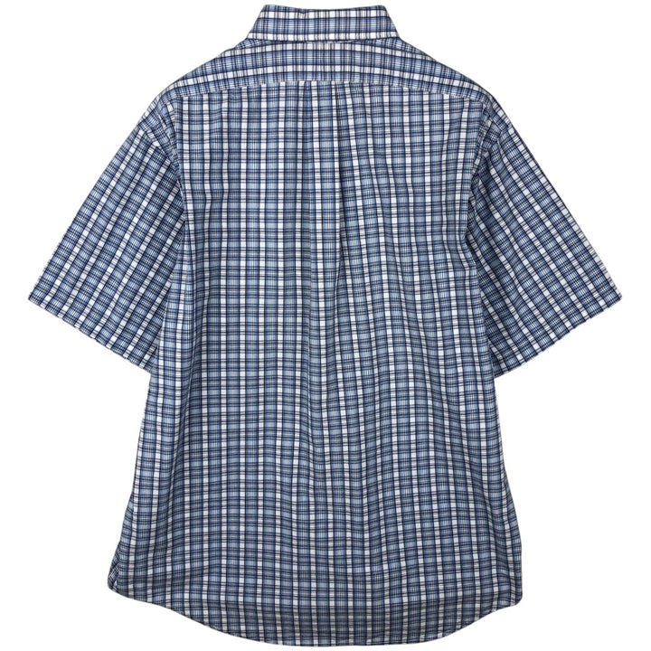 Ralph Lauren POLO by Ralph Lauren short sleeve button down check shirt made in Canada men's size L cotton Blue type light blue Vintage Second Hand