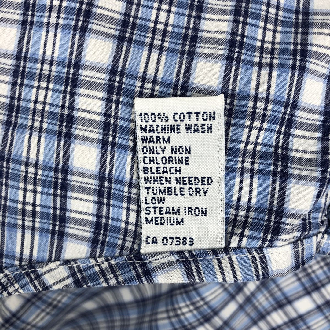 Ralph Lauren POLO by Ralph Lauren short sleeve button down check shirt made in Canada men's size L cotton Blue type light blue Vintage Second Hand