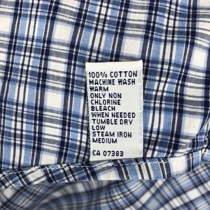 Ralph Lauren POLO by Ralph Lauren short sleeve button down check shirt made in Canada men's size L cotton Blue type light blue Vintage Second Hand