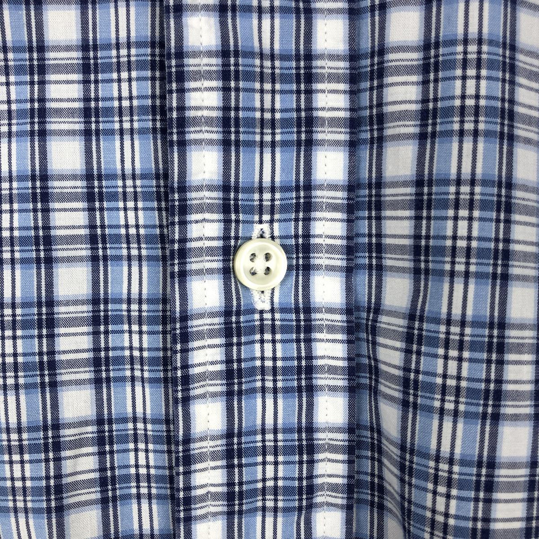 Ralph Lauren POLO by Ralph Lauren short sleeve button down check shirt made in Canada men's size L cotton Blue type light blue Vintage Second Hand
