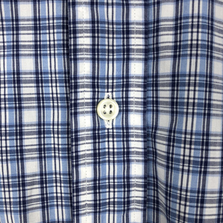 Ralph Lauren POLO by Ralph Lauren short sleeve button down check shirt made in Canada men's size L cotton Blue type light blue Vintage Second Hand