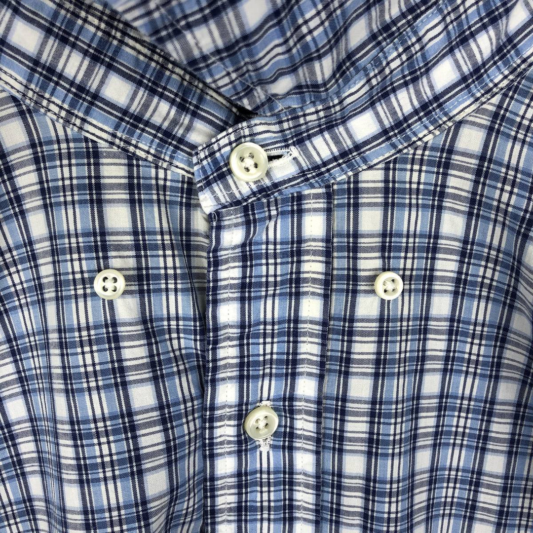 Ralph Lauren POLO by Ralph Lauren short sleeve button down check shirt made in Canada men's size L cotton Blue type light blue Vintage Second Hand