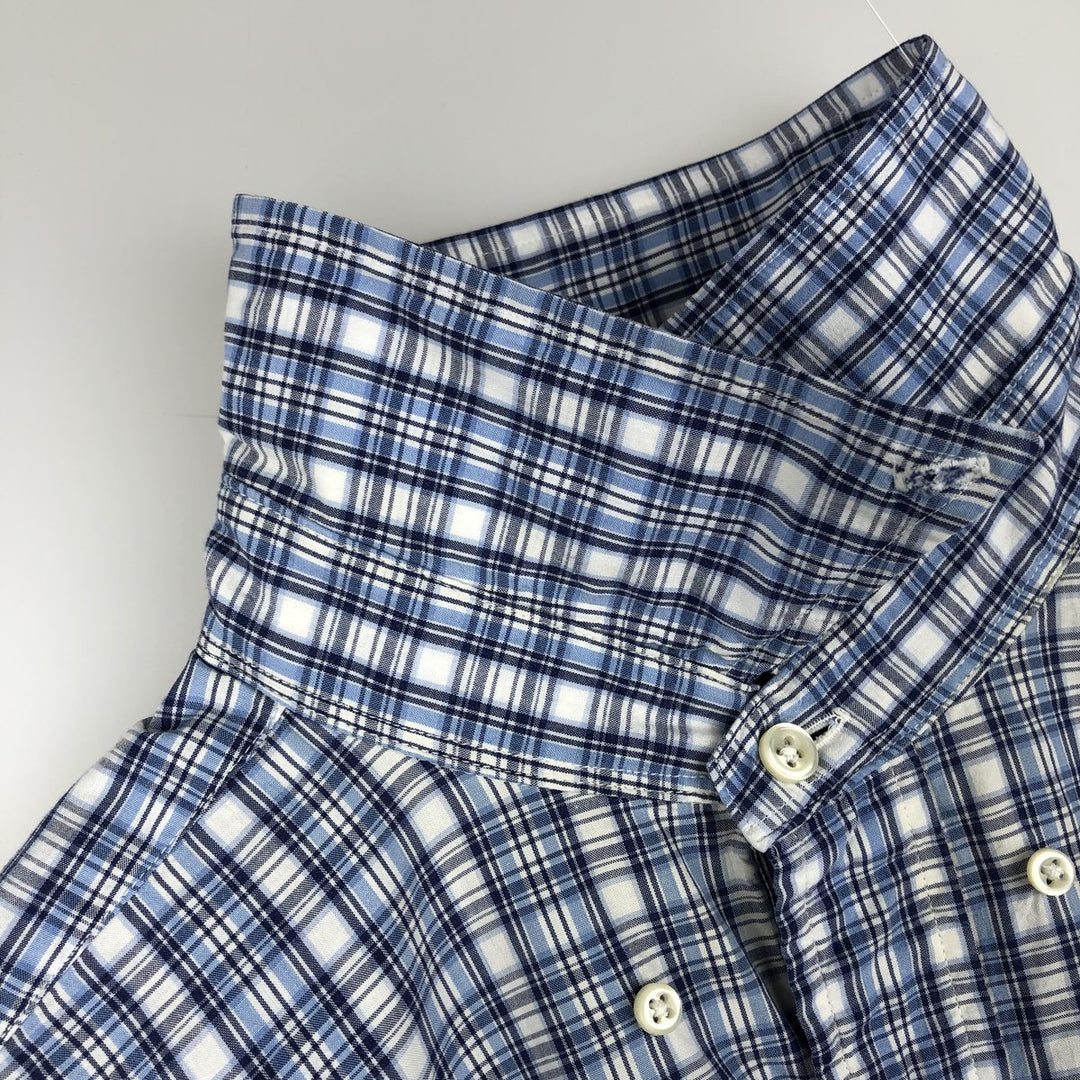 Ralph Lauren POLO by Ralph Lauren short sleeve button down check shirt made in Canada men's size L cotton Blue type light blue Vintage Second Hand
