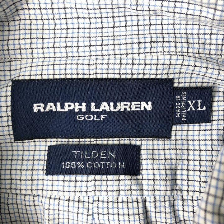 Ralph Lauren RALPH LAUREN GOLF TILDEN short sleeve button down check shirt men's XL equivalent cotton white type Vintage Second Hand