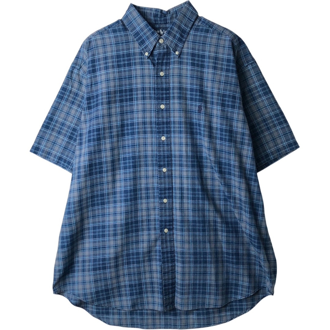 2000'S Ralph Lauren BLAKE Short-Sleeve Button-Down Check Shirt, Men's Size XL (approx.) cotton blue type Vintage Second Hand