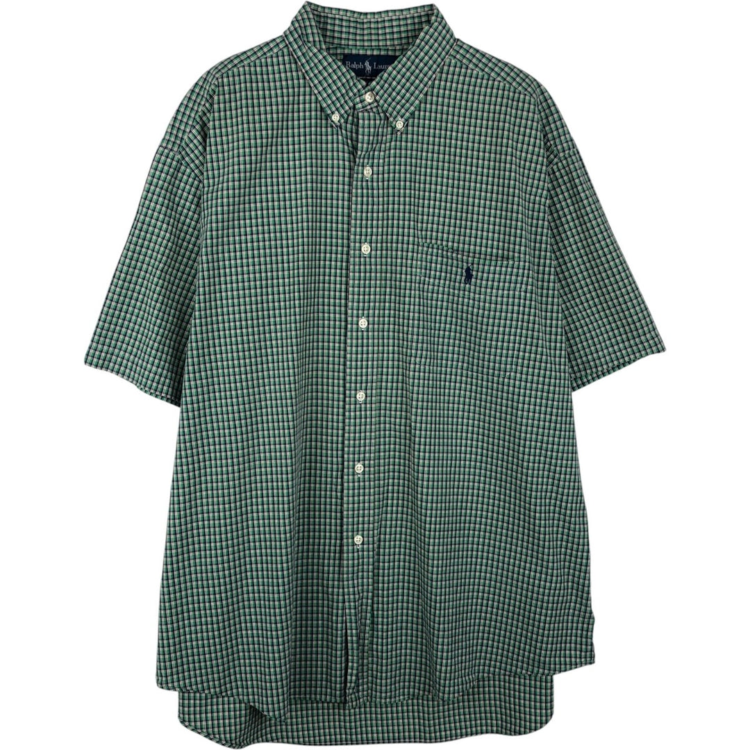 Ralph Lauren BLAKE short sleeve button down check shirt men's XL size cotton green type Vintage Second Hand