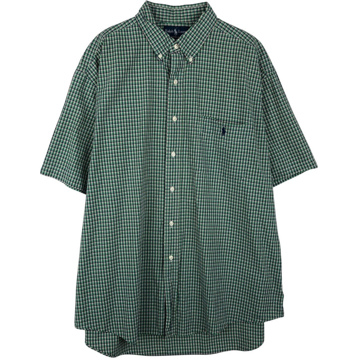 Ralph Lauren BLAKE short sleeve button down check shirt men's XL size cotton green type Vintage Second Hand