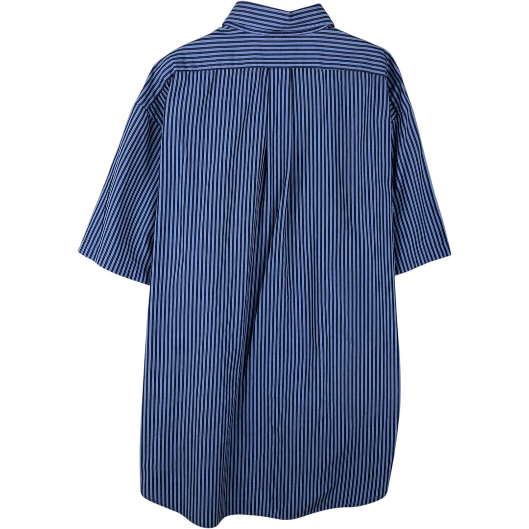 Ralph Lauren BLAKE Short-Sleeve Button-Down Striped Shirt, Men's Size XL (approx.) cotton blue type Vintage Second Hand