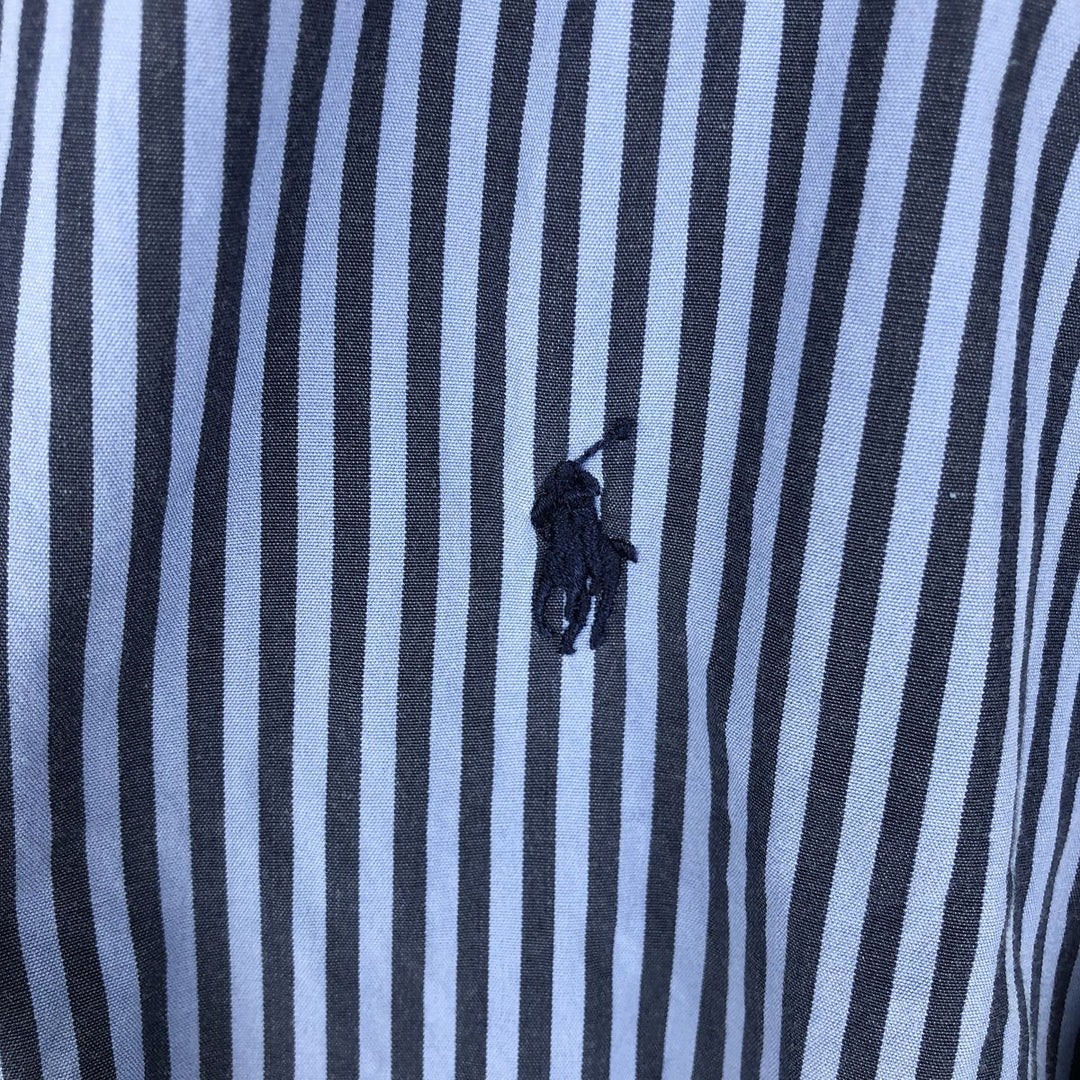 Ralph Lauren BLAKE Short-Sleeve Button-Down Striped Shirt, Men's Size XL (approx.) cotton blue type Vintage Second Hand