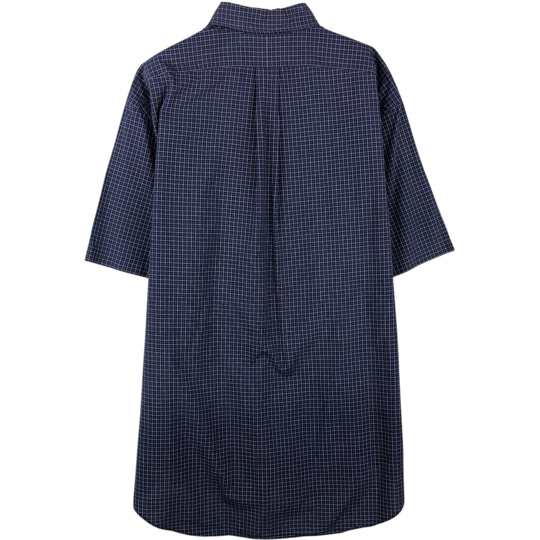 Ralph Lauren BLAKE short sleeve button down check shirt, men's size L cotton navy blue type Vintage Second Hand
