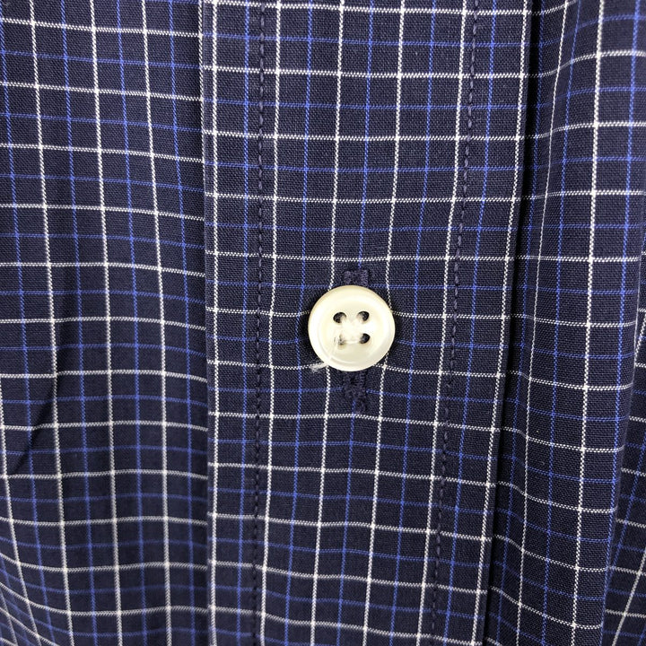 Ralph Lauren BLAKE short sleeve button down check shirt, men's size L cotton navy blue type Vintage Second Hand