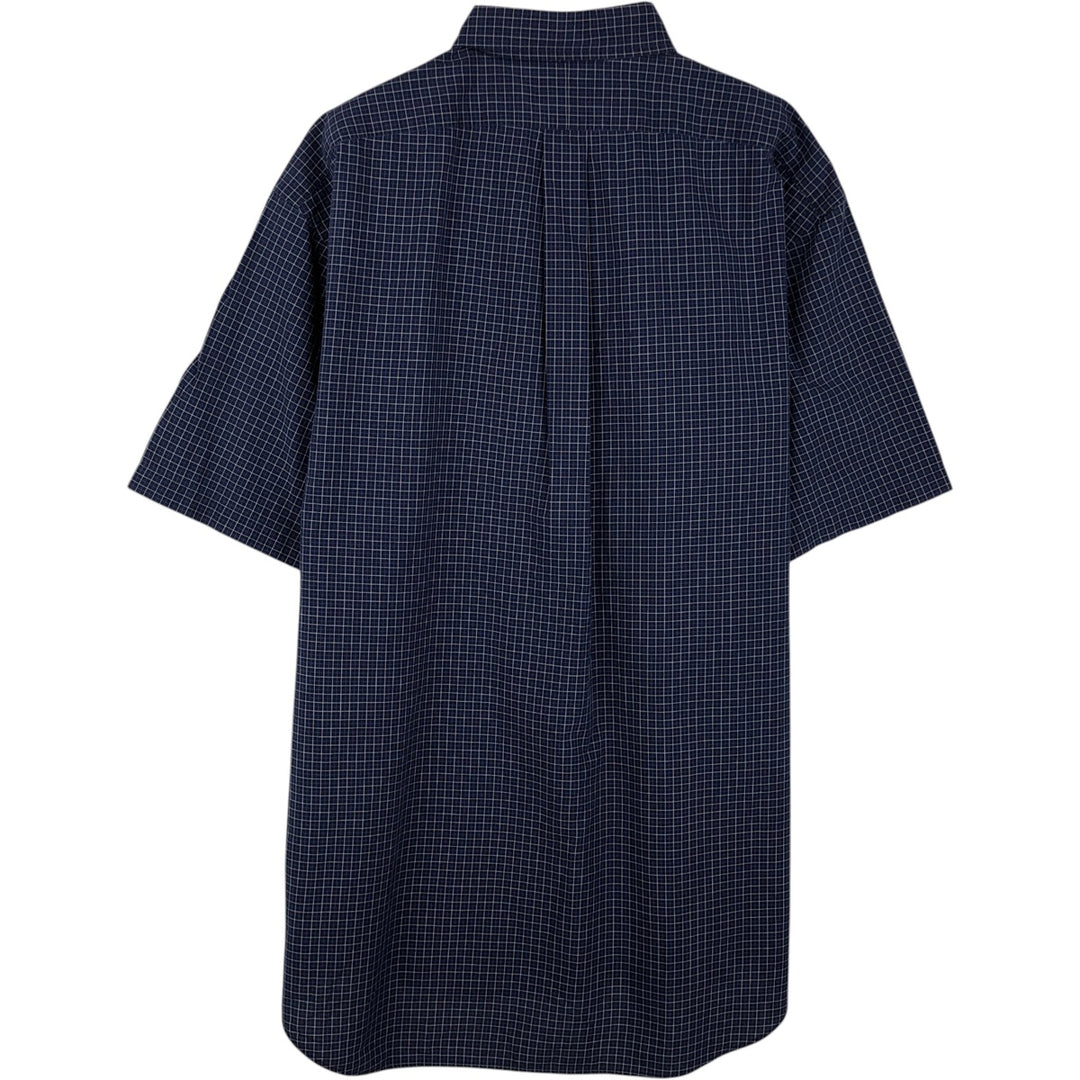 Ralph Lauren BLAKE short sleeve button down check shirt, men's size L cotton navy blue type Vintage Second Hand