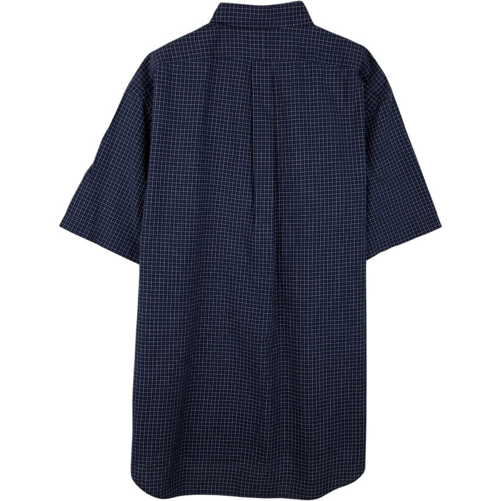 Ralph Lauren BLAKE short sleeve button down check shirt, men's size L cotton navy blue type Vintage Second Hand