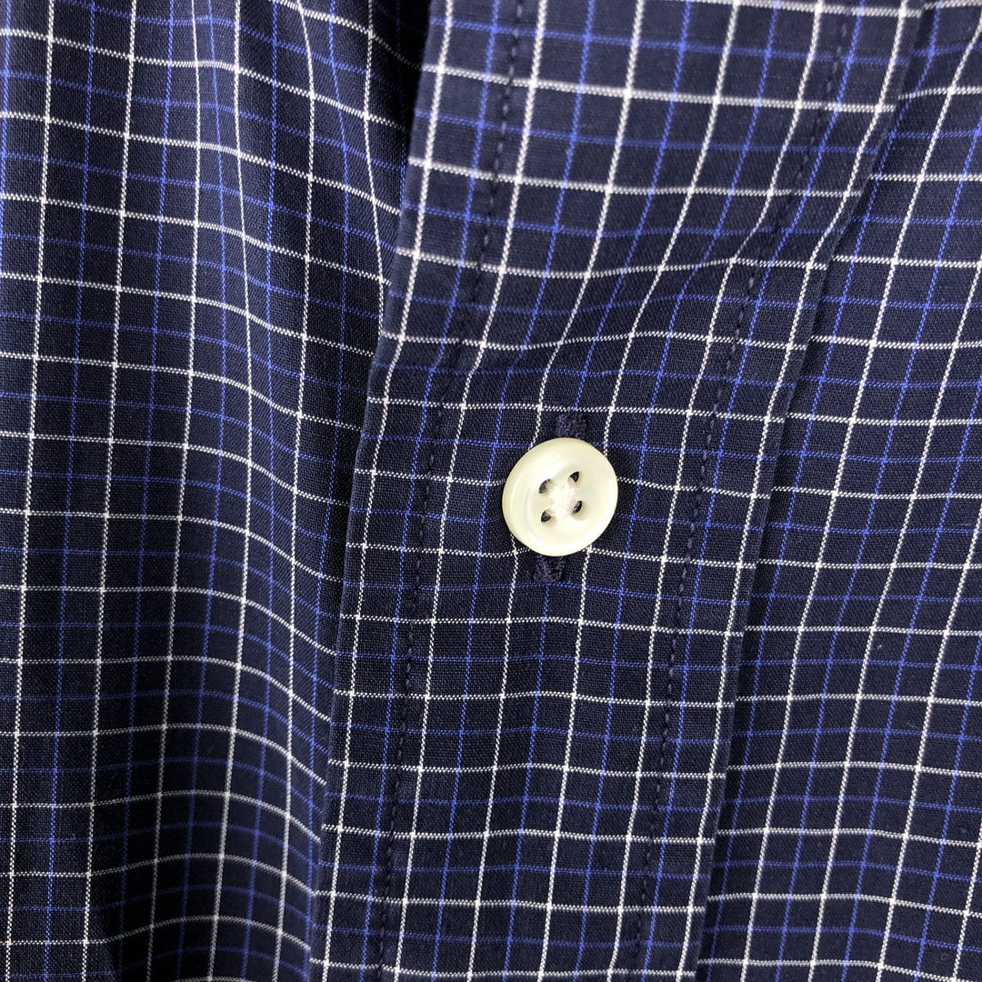 Ralph Lauren BLAKE short sleeve button down check shirt, men's size L cotton navy blue type Vintage Second Hand