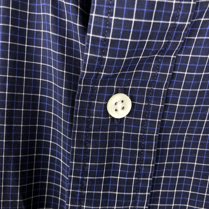 Ralph Lauren BLAKE short sleeve button down check shirt, men's size L cotton navy blue type Vintage Second Hand