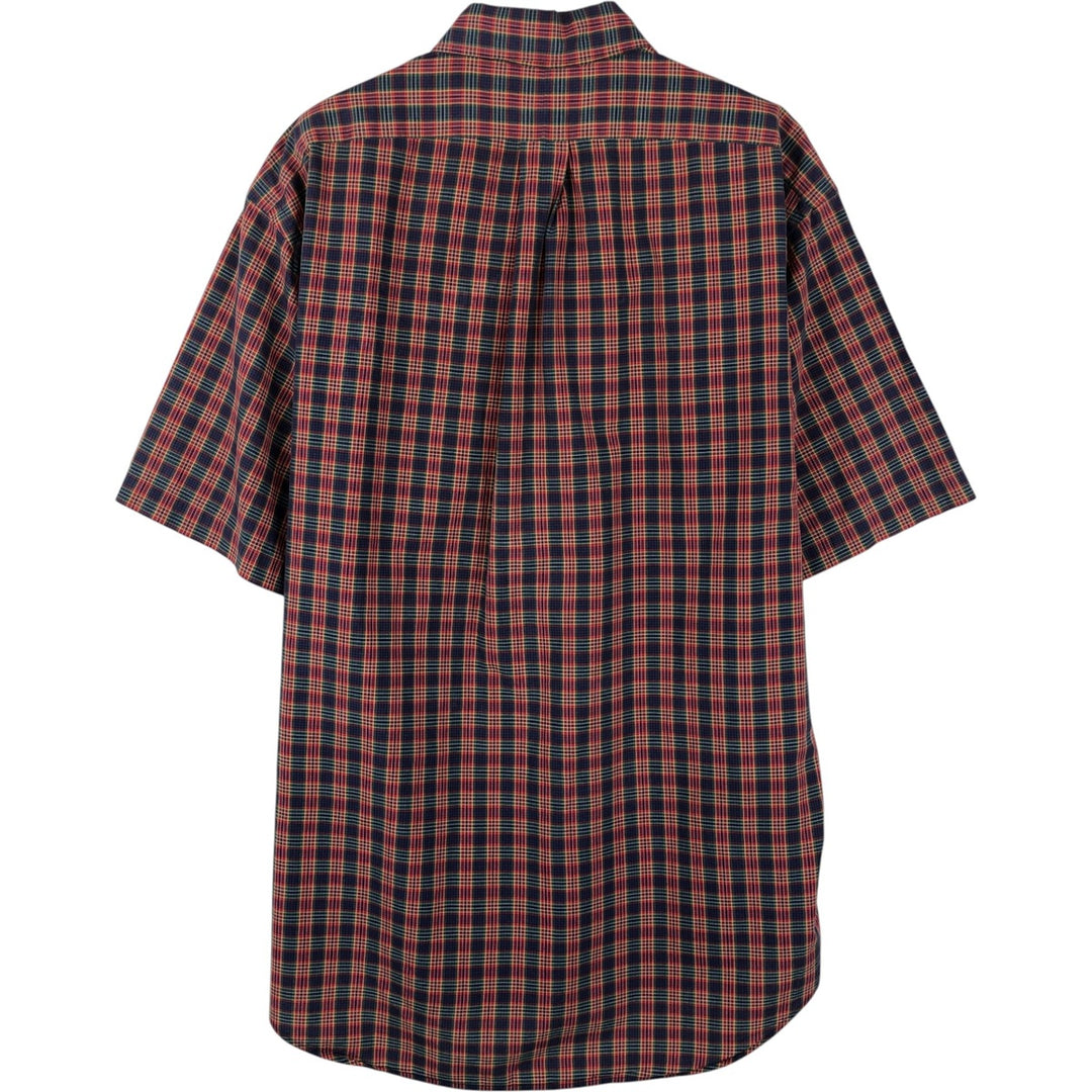 Ralph Lauren BLAKE short sleeve button down check shirt, men's size M cotton navy blue type Vintage Second Hand