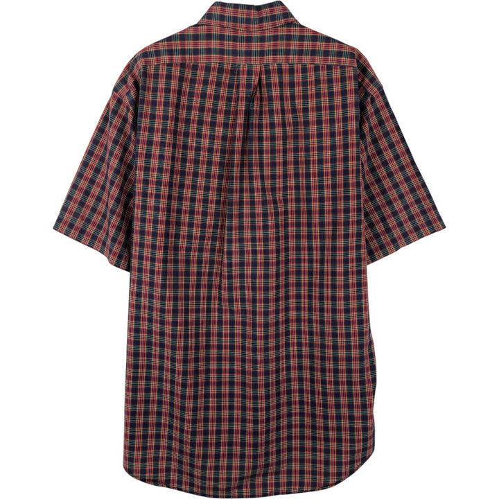 Ralph Lauren BLAKE short sleeve button down check shirt, men's size M cotton navy blue type Vintage Second Hand