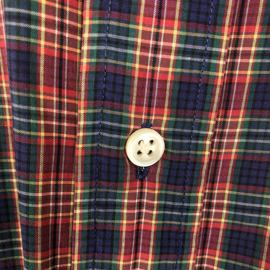 Ralph Lauren BLAKE short sleeve button down check shirt, men's size M cotton navy blue type Vintage Second Hand