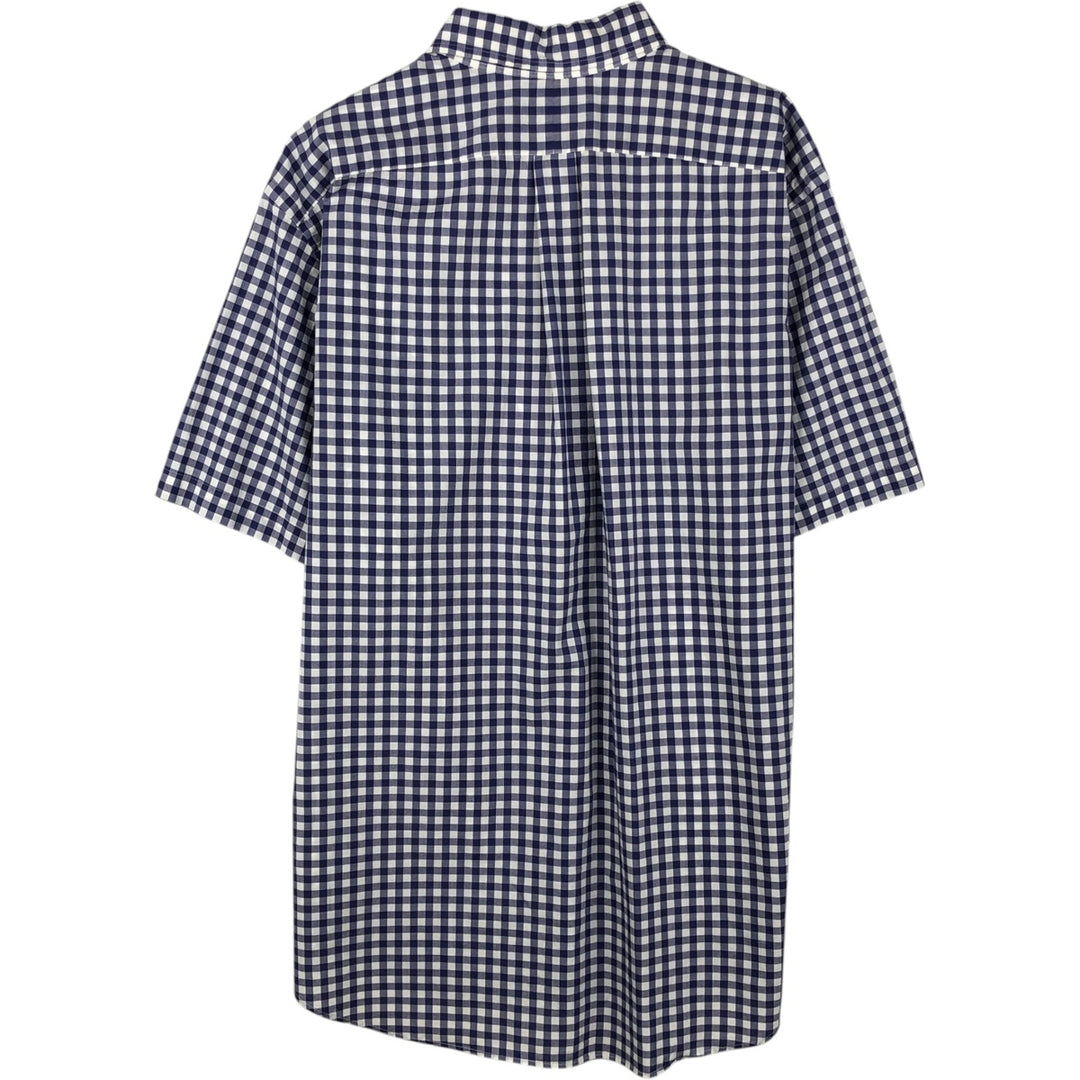 Ralph Lauren CLASSIC FIT Gingham Check Short-Sleeve Button-Down Check Shirt (Men's Size XL) cotton blue type Vintage Second Hand