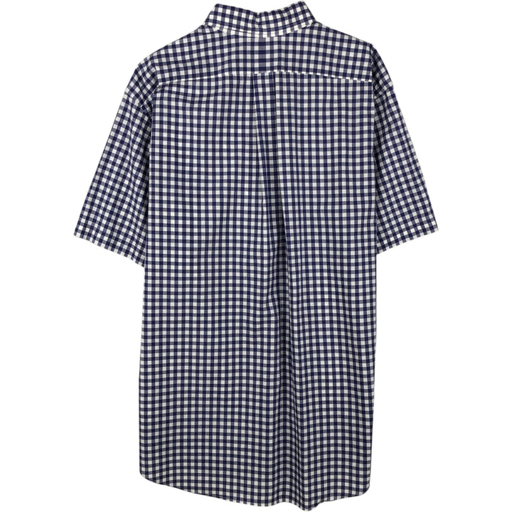 Ralph Lauren CLASSIC FIT Gingham Check Short-Sleeve Button-Down Check Shirt (Men's Size XL) cotton blue type Vintage Second Hand