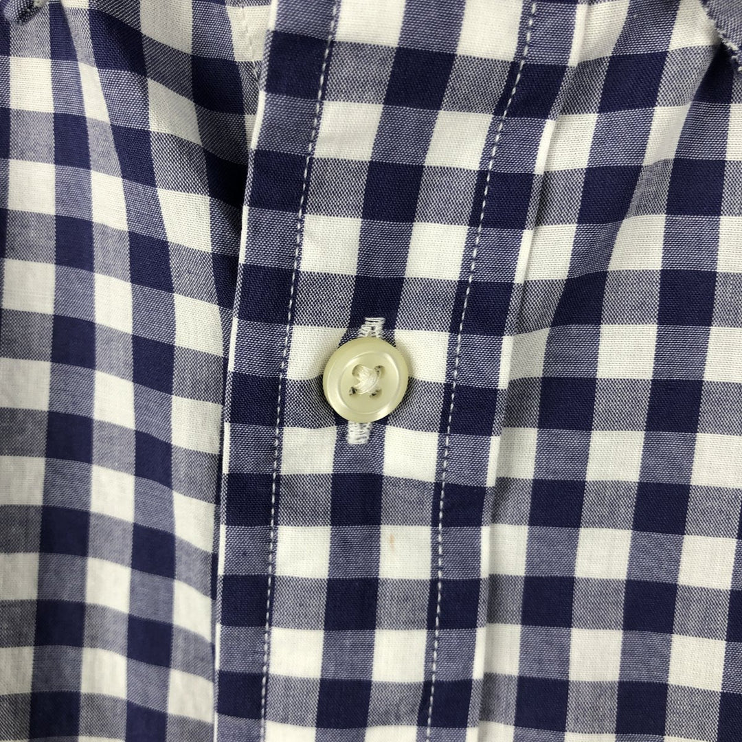 Ralph Lauren CLASSIC FIT Gingham Check Short-Sleeve Button-Down Check Shirt (Men's Size XL) cotton blue type Vintage Second Hand