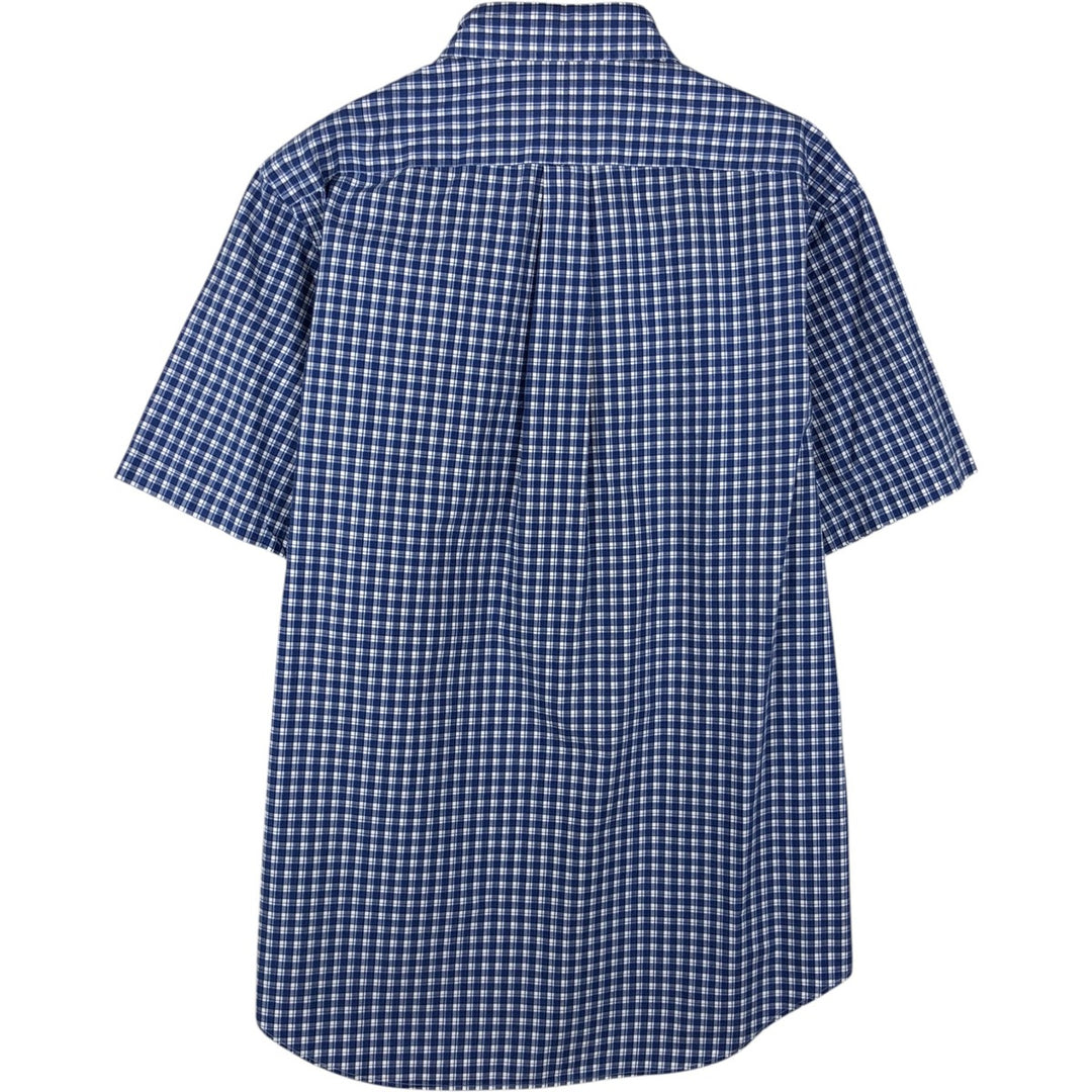 Ralph Lauren short sleeve button down check shirt, men's size L cotton blue type Vintage Second Hand
