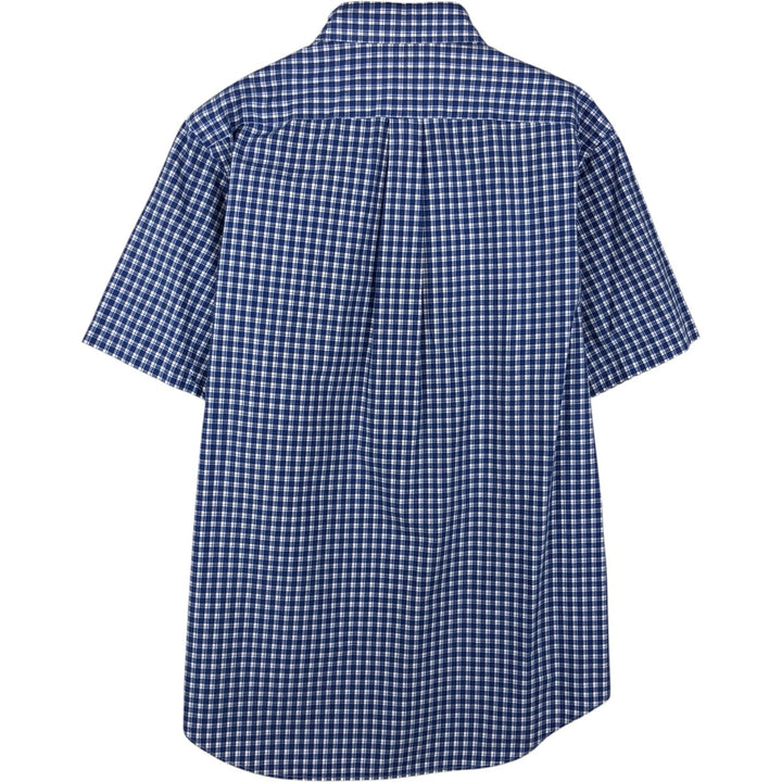 Ralph Lauren short sleeve button down check shirt, men's size L cotton blue type Vintage Second Hand