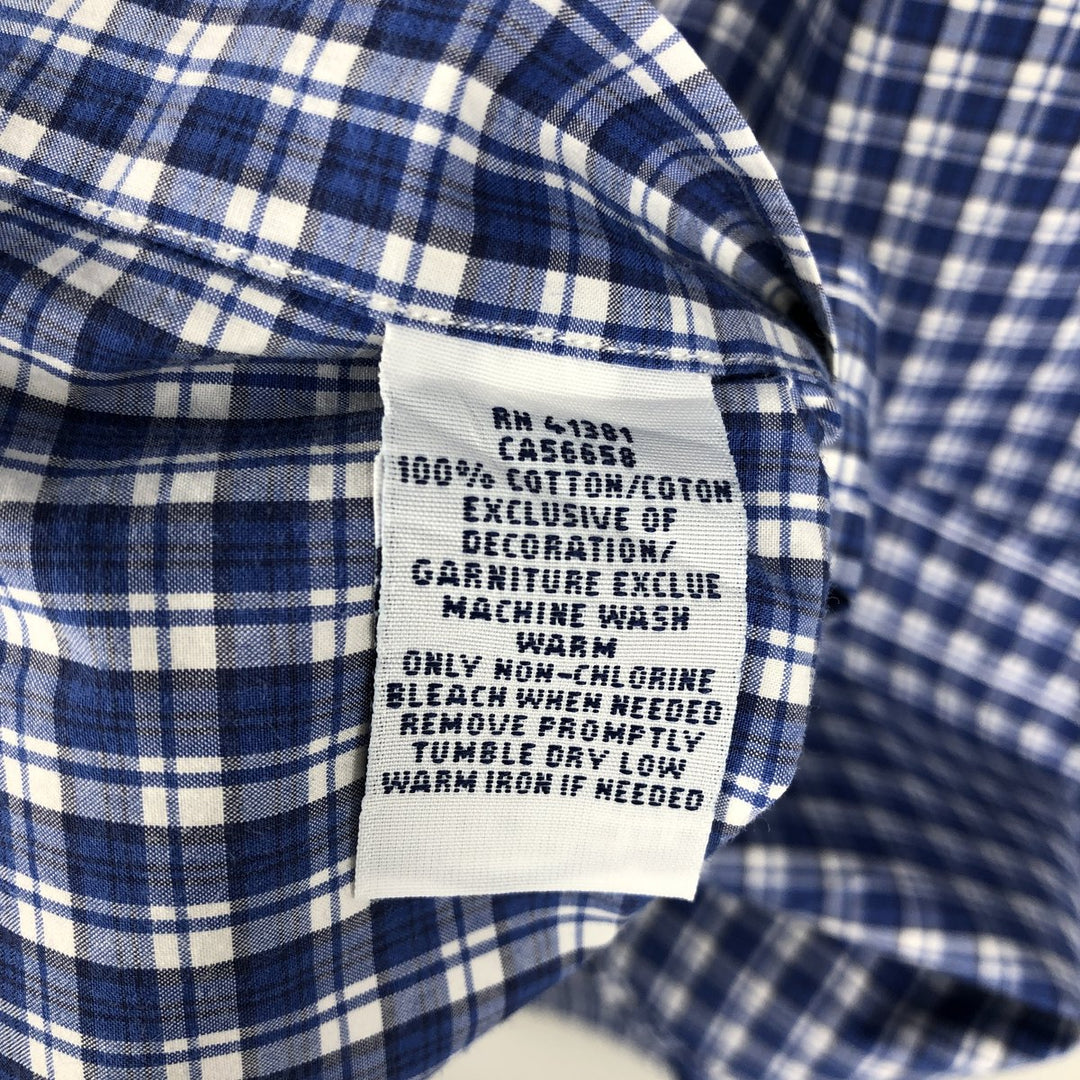 Ralph Lauren short sleeve button down check shirt, men's size L cotton blue type Vintage Second Hand