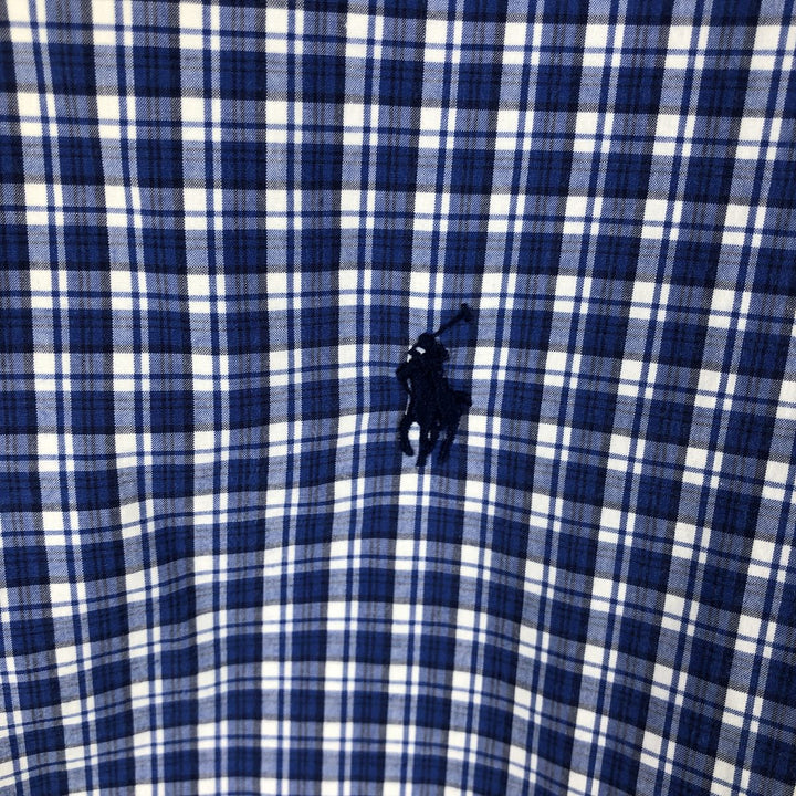 Ralph Lauren short sleeve button down check shirt, men's size L cotton blue type Vintage Second Hand
