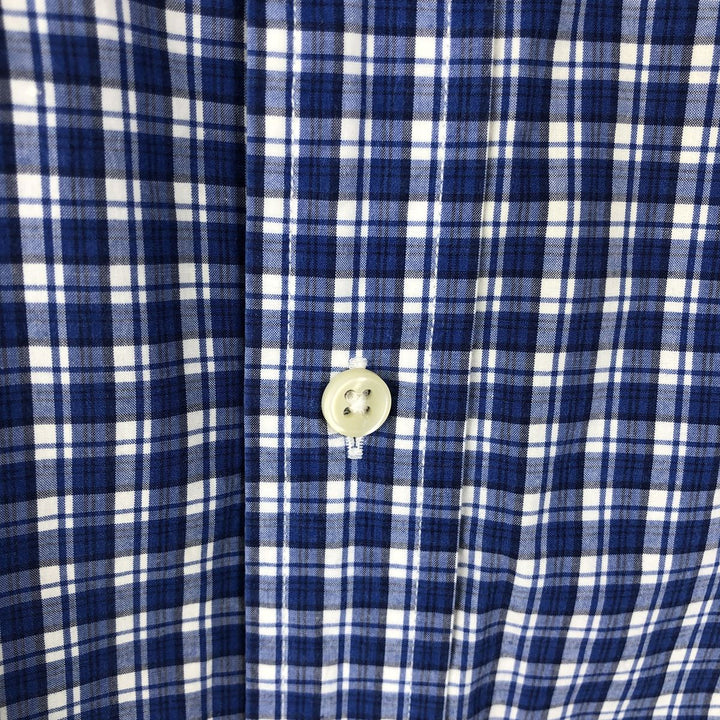 Ralph Lauren short sleeve button down check shirt, men's size L cotton blue type Vintage Second Hand