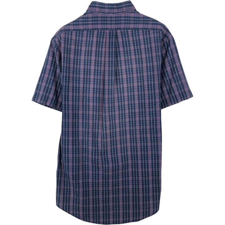 Ralph Lauren POLO by Ralph Lauren CUSTOM FIT Short-Sleeve Button-Down Check Shirt, Men's Size M (approx.) cotton purple type Vintage Second Hand