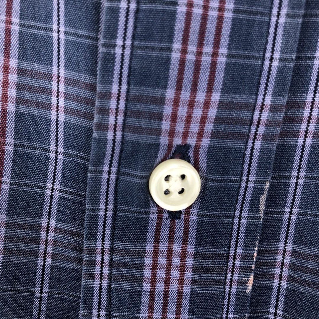 Ralph Lauren POLO by Ralph Lauren CUSTOM FIT Short-Sleeve Button-Down Check Shirt, Men's Size M (approx.) cotton purple type Vintage Second Hand