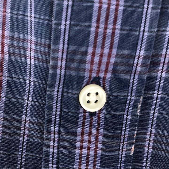 Ralph Lauren POLO by Ralph Lauren CUSTOM FIT Short-Sleeve Button-Down Check Shirt, Men's Size M (approx.) cotton purple type Vintage Second Hand