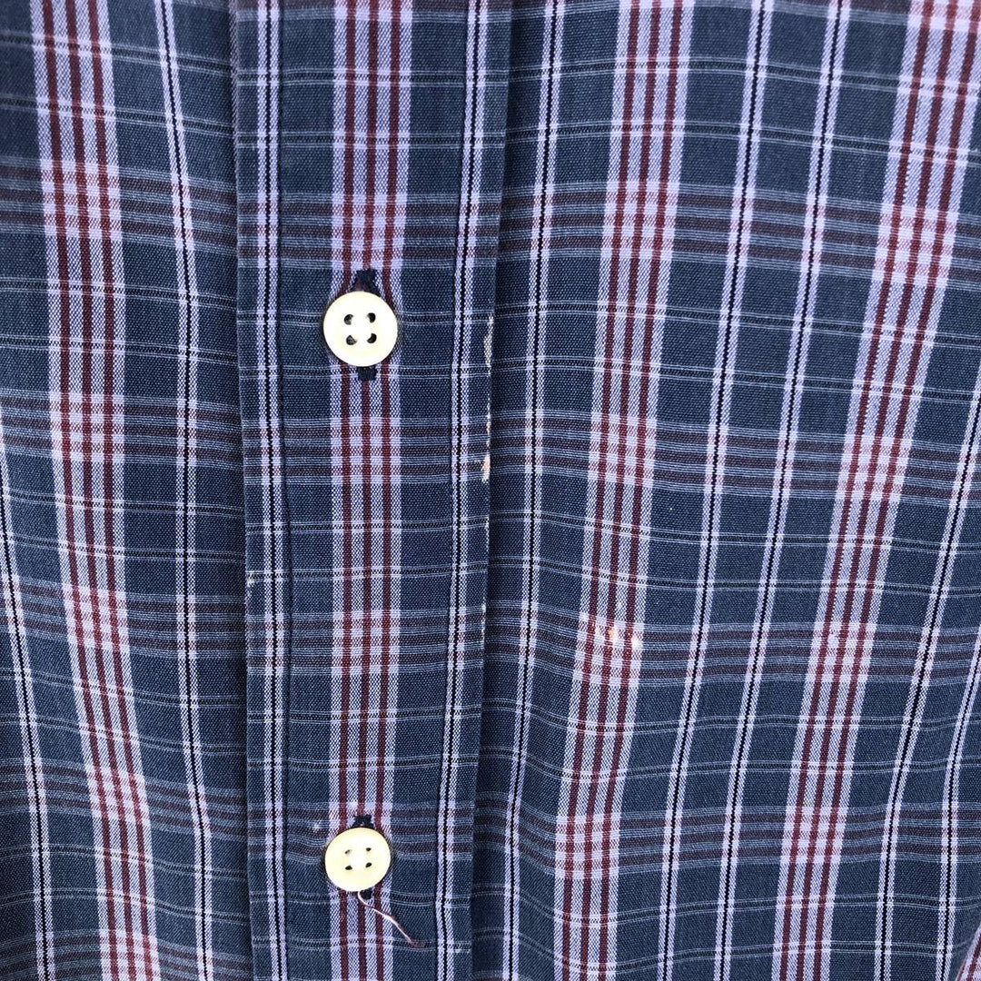 Ralph Lauren POLO by Ralph Lauren CUSTOM FIT Short-Sleeve Button-Down Check Shirt, Men's Size M (approx.) cotton purple type Vintage Second Hand