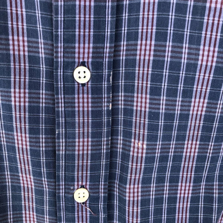 Ralph Lauren POLO by Ralph Lauren CUSTOM FIT Short-Sleeve Button-Down Check Shirt, Men's Size M (approx.) cotton purple type Vintage Second Hand