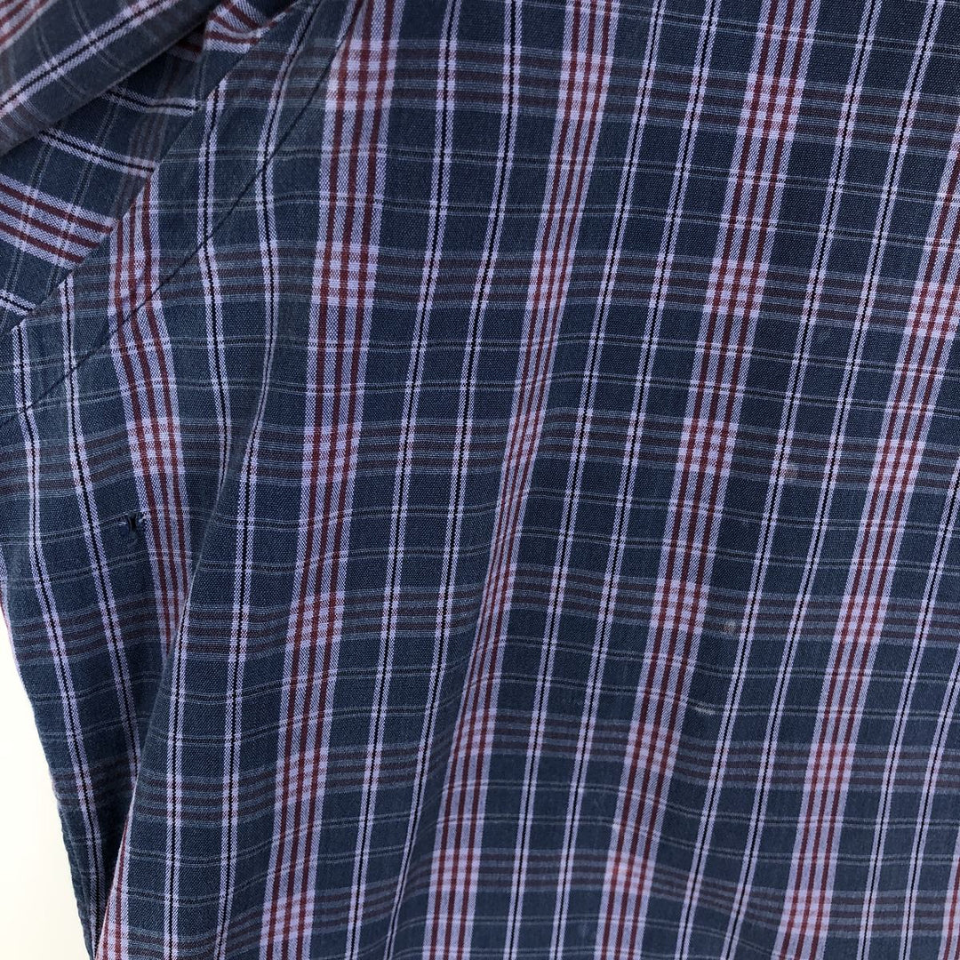 Ralph Lauren POLO by Ralph Lauren CUSTOM FIT Short-Sleeve Button-Down Check Shirt, Men's Size M (approx.) cotton purple type Vintage Second Hand