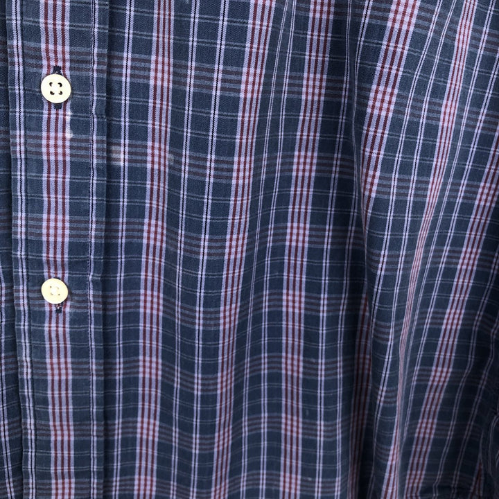 Ralph Lauren POLO by Ralph Lauren CUSTOM FIT Short-Sleeve Button-Down Check Shirt, Men's Size M (approx.) cotton purple type Vintage Second Hand