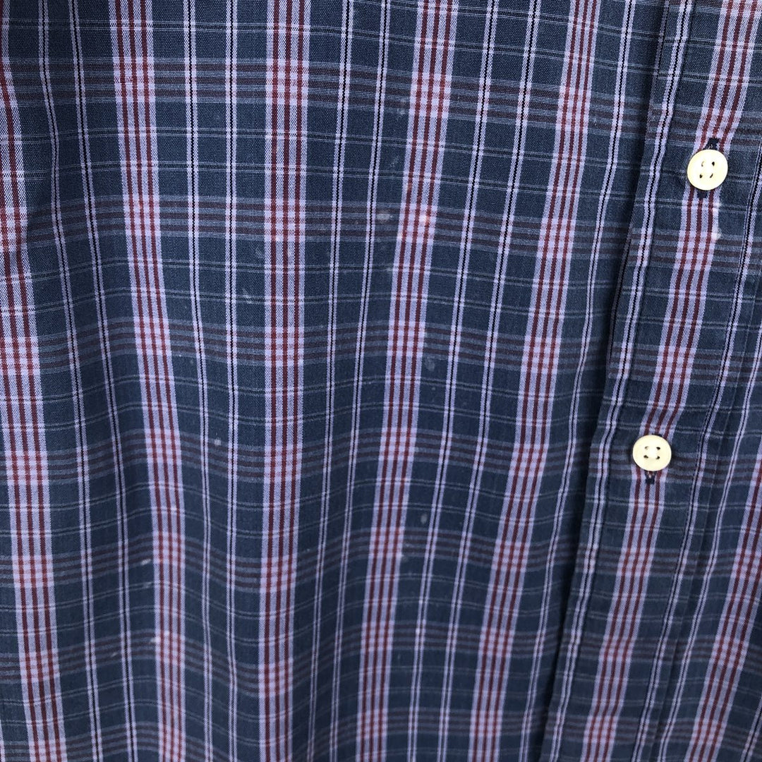 Ralph Lauren POLO by Ralph Lauren CUSTOM FIT Short-Sleeve Button-Down Check Shirt, Men's Size M (approx.) cotton purple type Vintage Second Hand